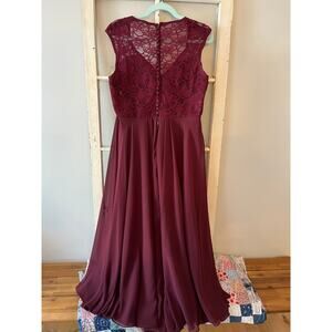Mori Lee Madeline Gardner ,beaded halter evening gown, size 20 burgundy lace